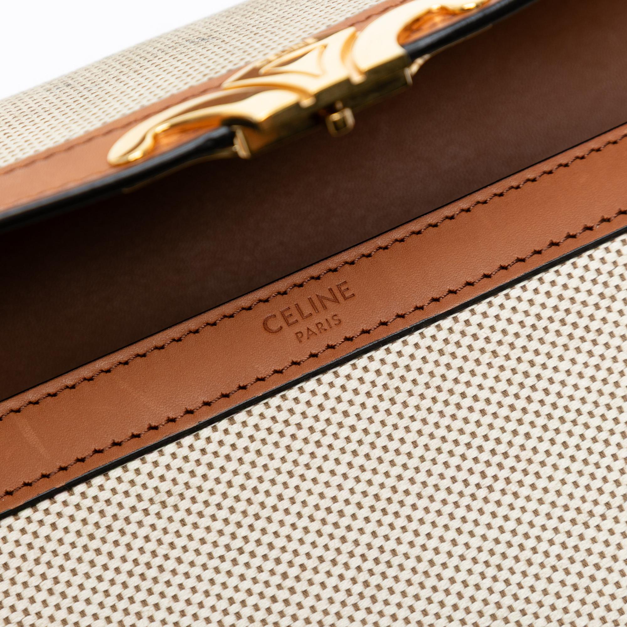 Celine Classique Canvas and Calfskin Triomphe Crossbody
