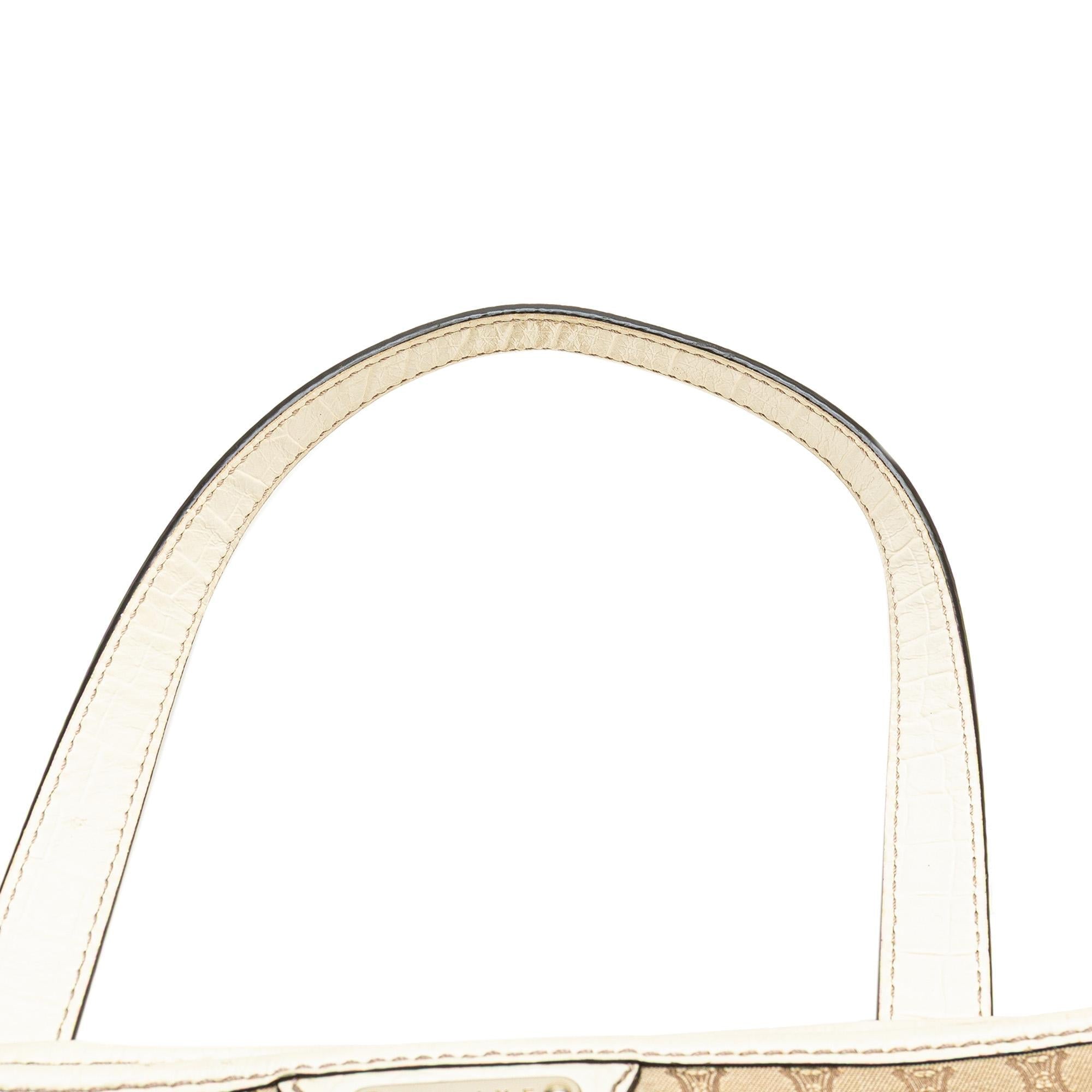 Celine Embossed Leather-Trimmed Macadam Canvas Tote