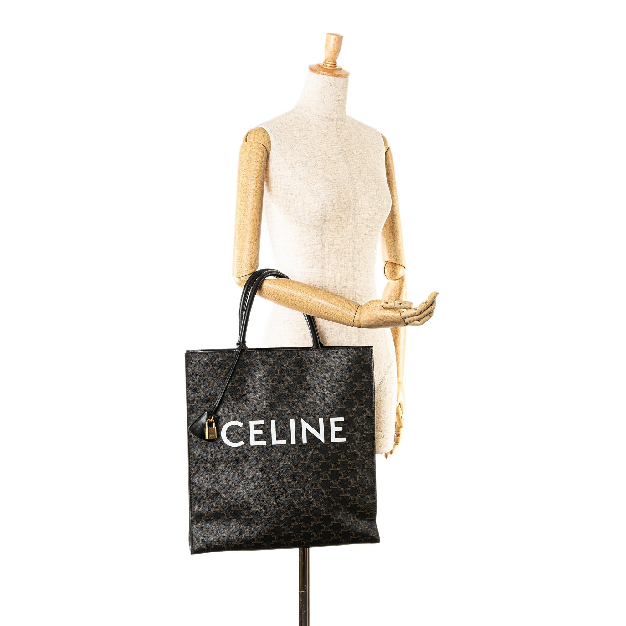 Celine Large Triomphe Coated Canvas Cabas Vertical Tote