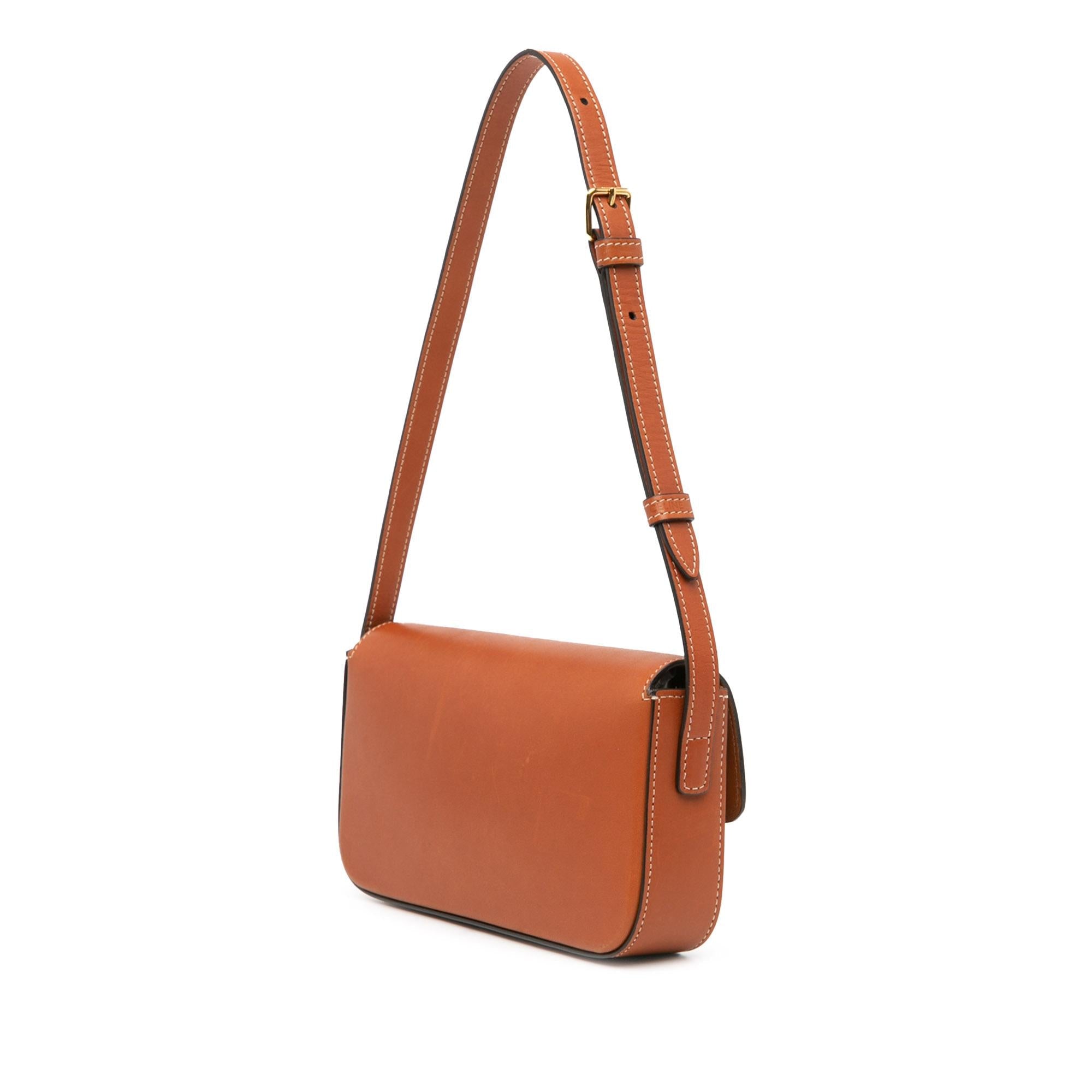 Celine Leather Triomphe Claude Shoulder Bag