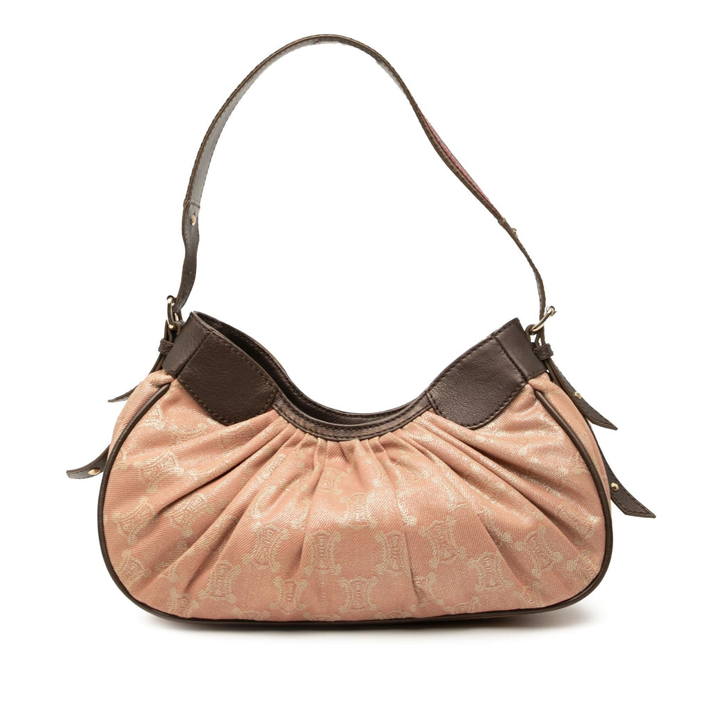 Celine Macadam Denim Pleated Shoulder Bag