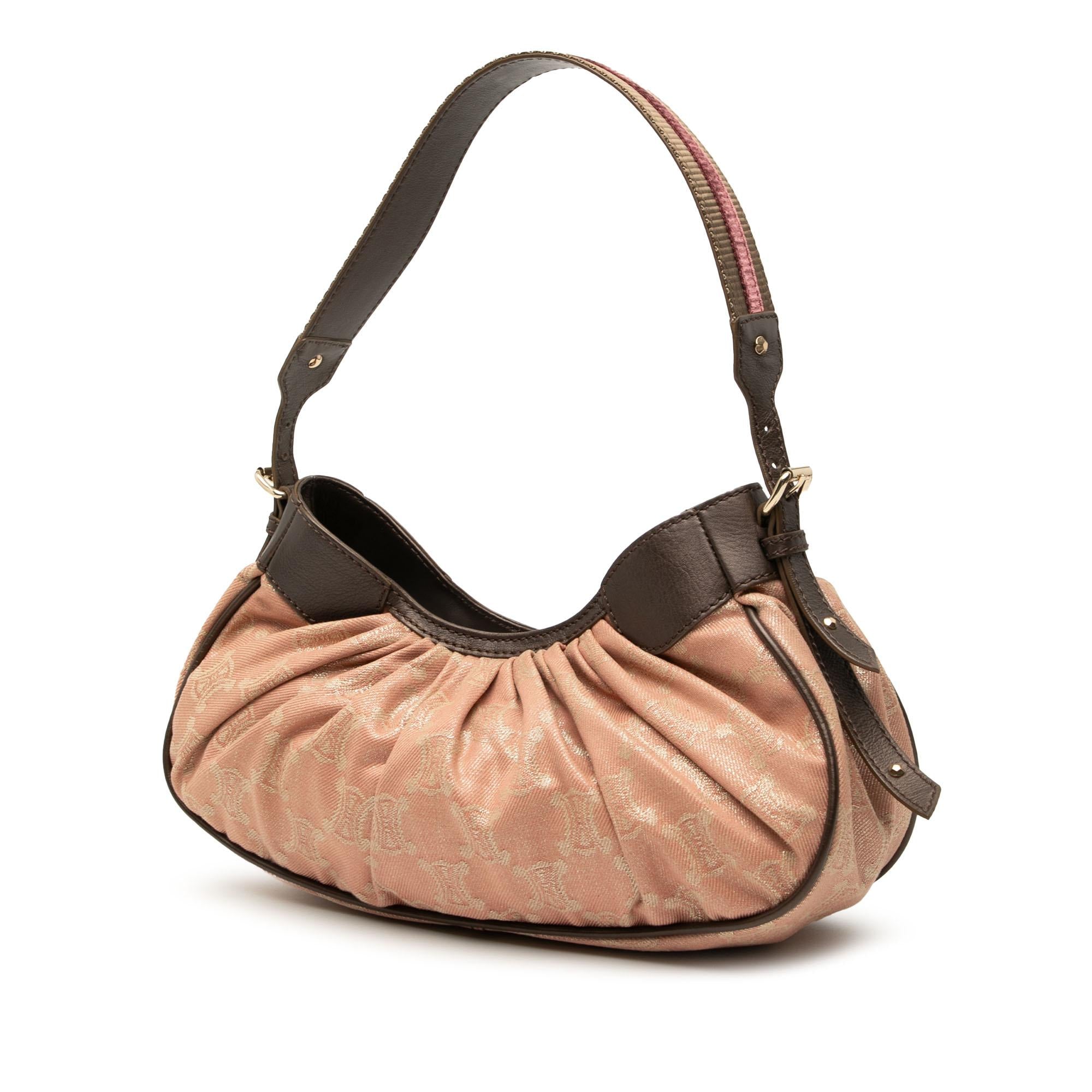 Celine Macadam Denim Pleated Shoulder Bag