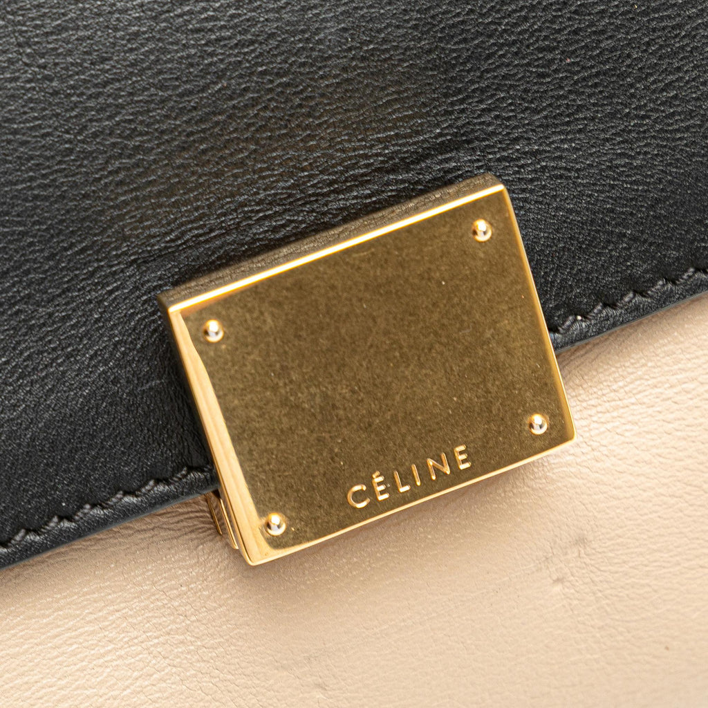 Celine Medium Bicolor Calfskin and Suede Trapeze Satchel