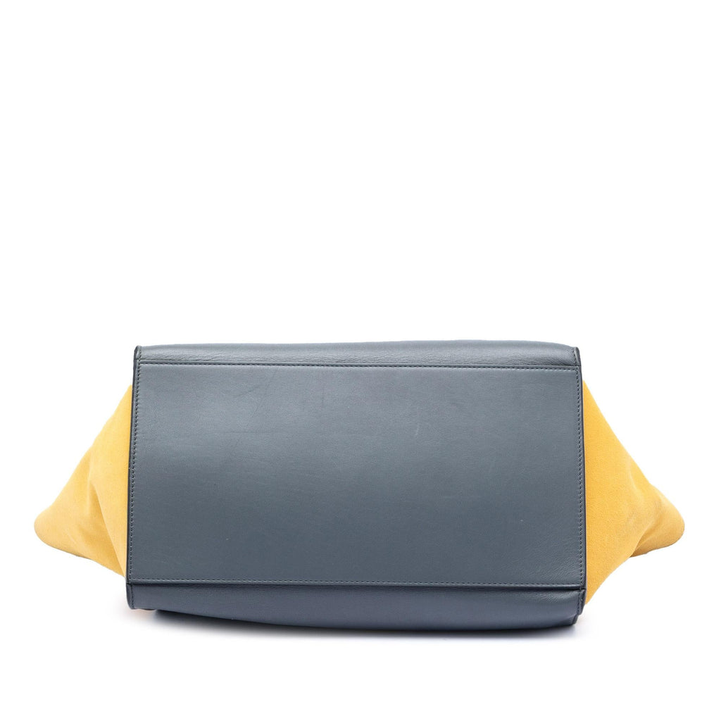 Celine Medium Tricolor Calfskin and Suede Trapeze Satchel