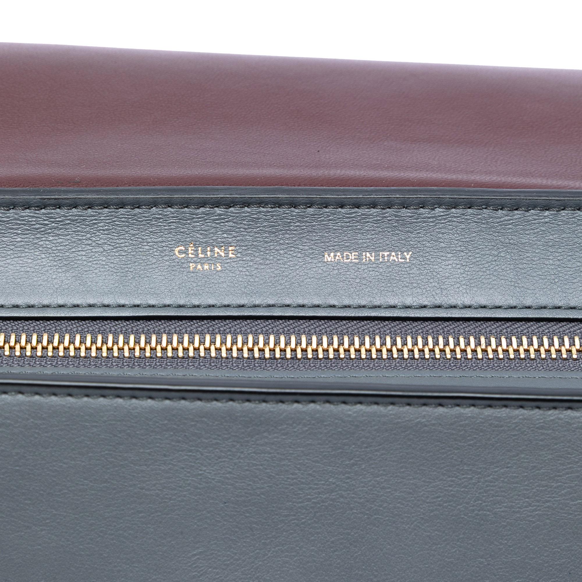 Celine Medium Tricolor Calfskin and Suede Trapeze Satchel
