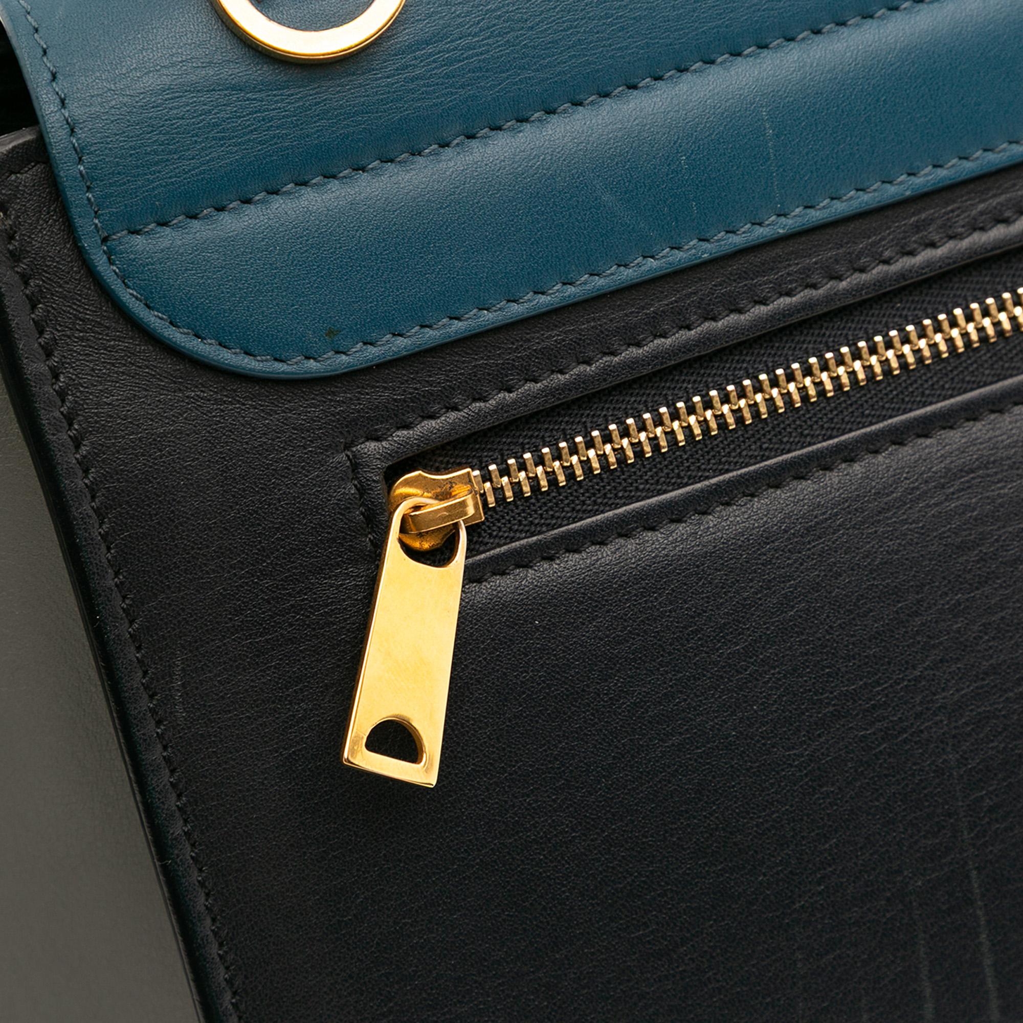 Celine Medium Tricolor Leather Trapeze Satchel