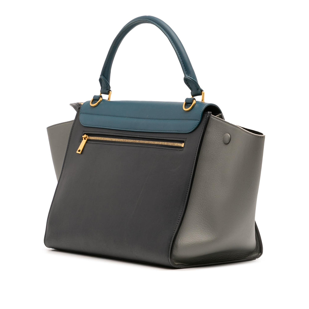 Celine Medium Tricolor Leather Trapeze Satchel