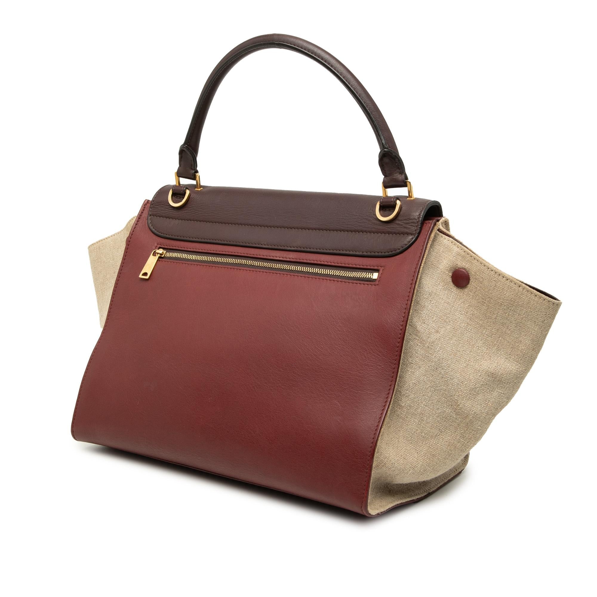 Celine Medium Tricolor Leather Trapeze Satchel