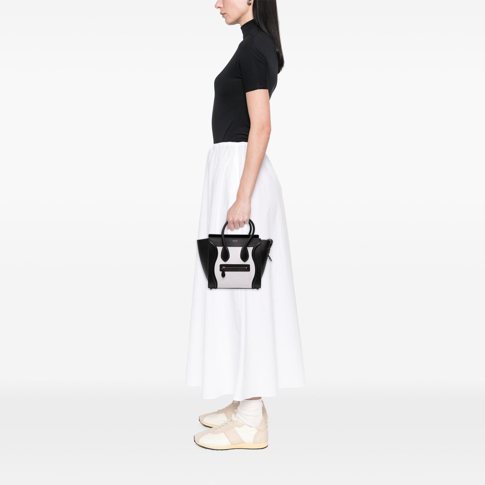 Celine Micro Bicolor Leather Luggage Tote