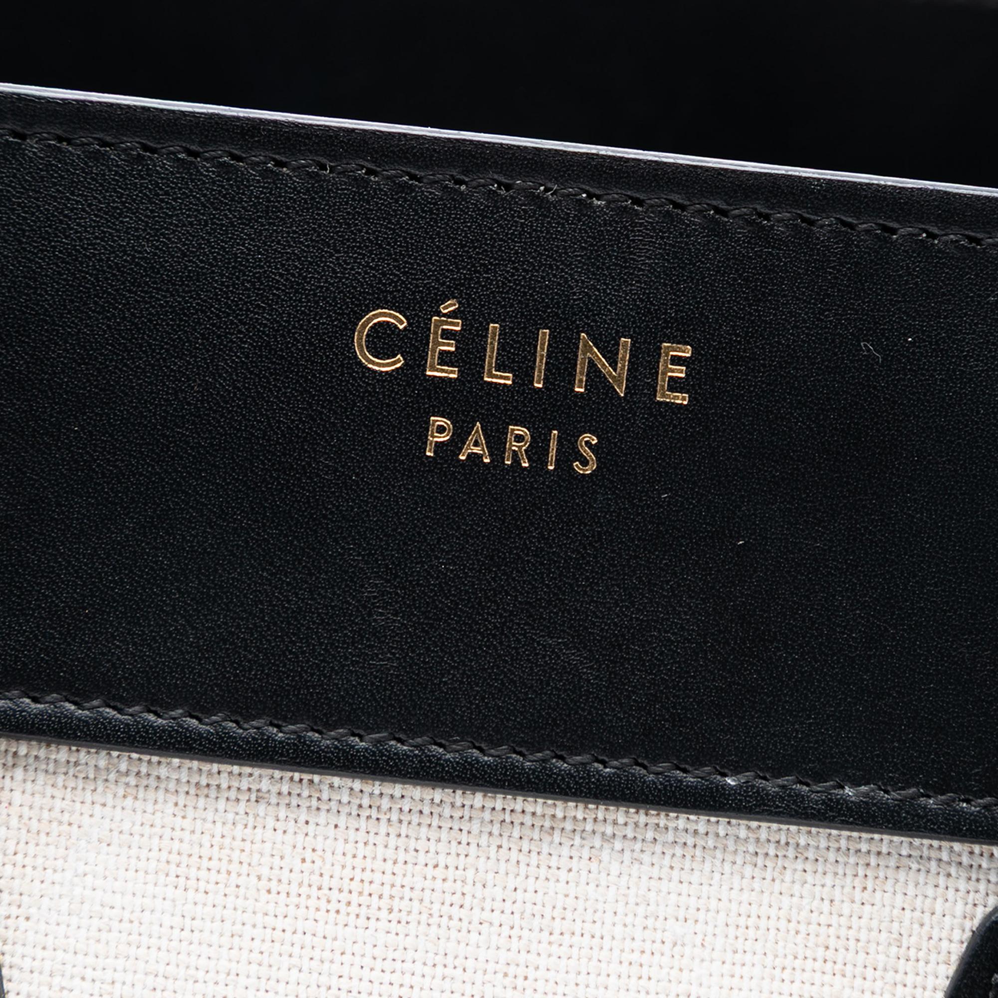 Celine Micro Tricolor Canvas and Leather Luggage Tote