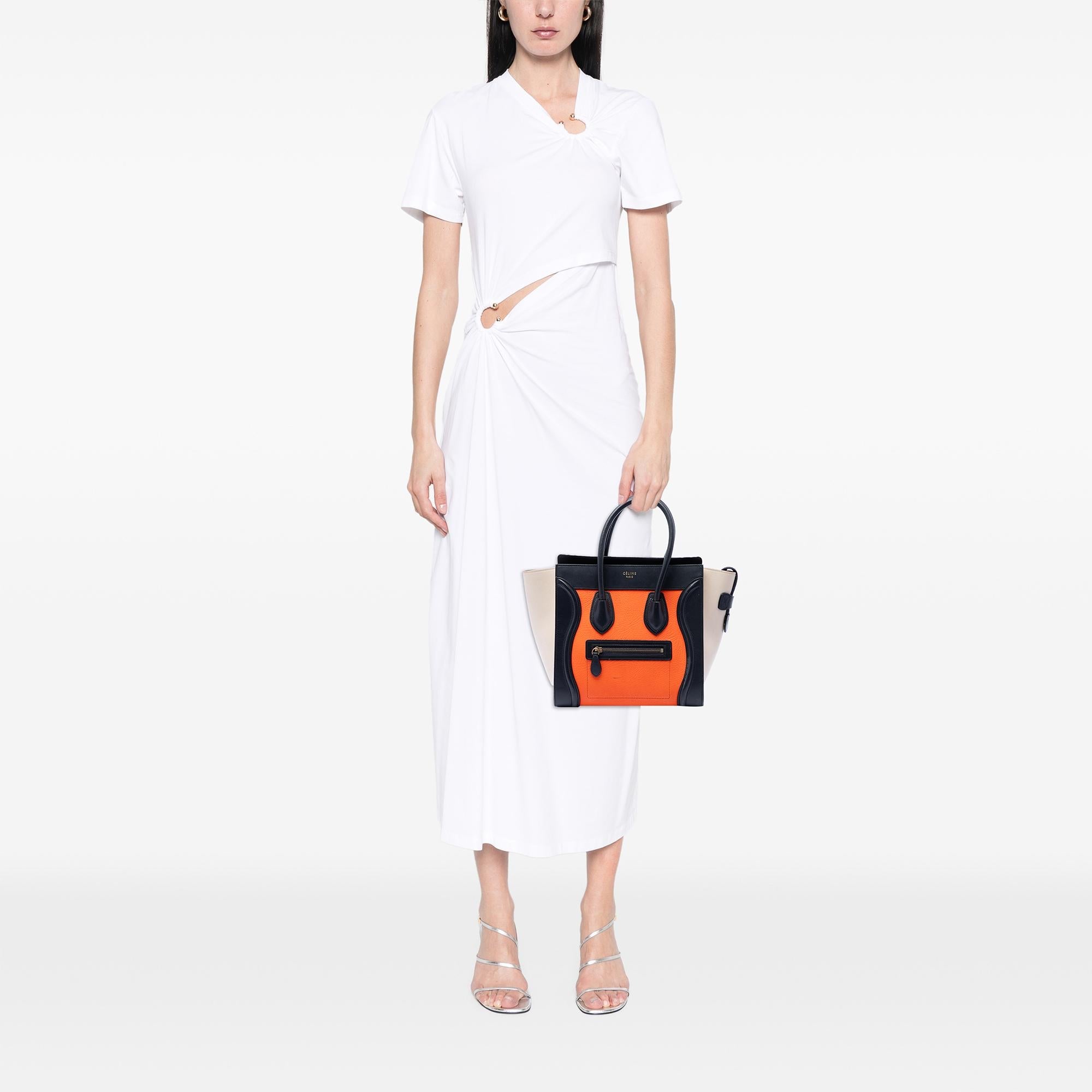 Celine Micro Tricolor Leather Luggage Tote