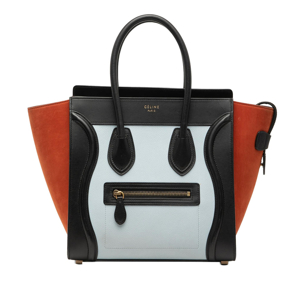 Celine Micro Tricolor Nubuck and Calfskin Luggage Tote