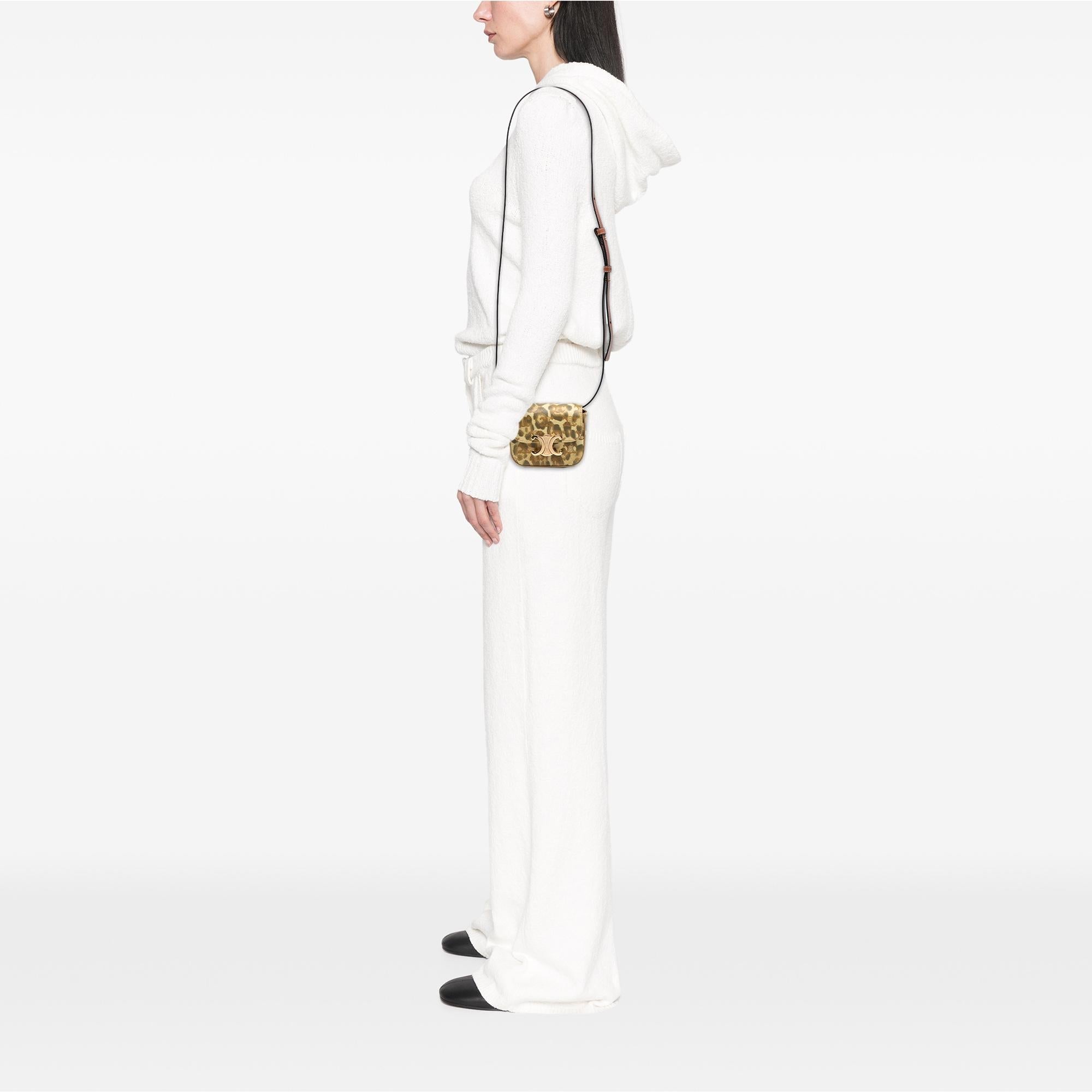 Celine Mini Calfskin Leopard Print Claude Crossbody