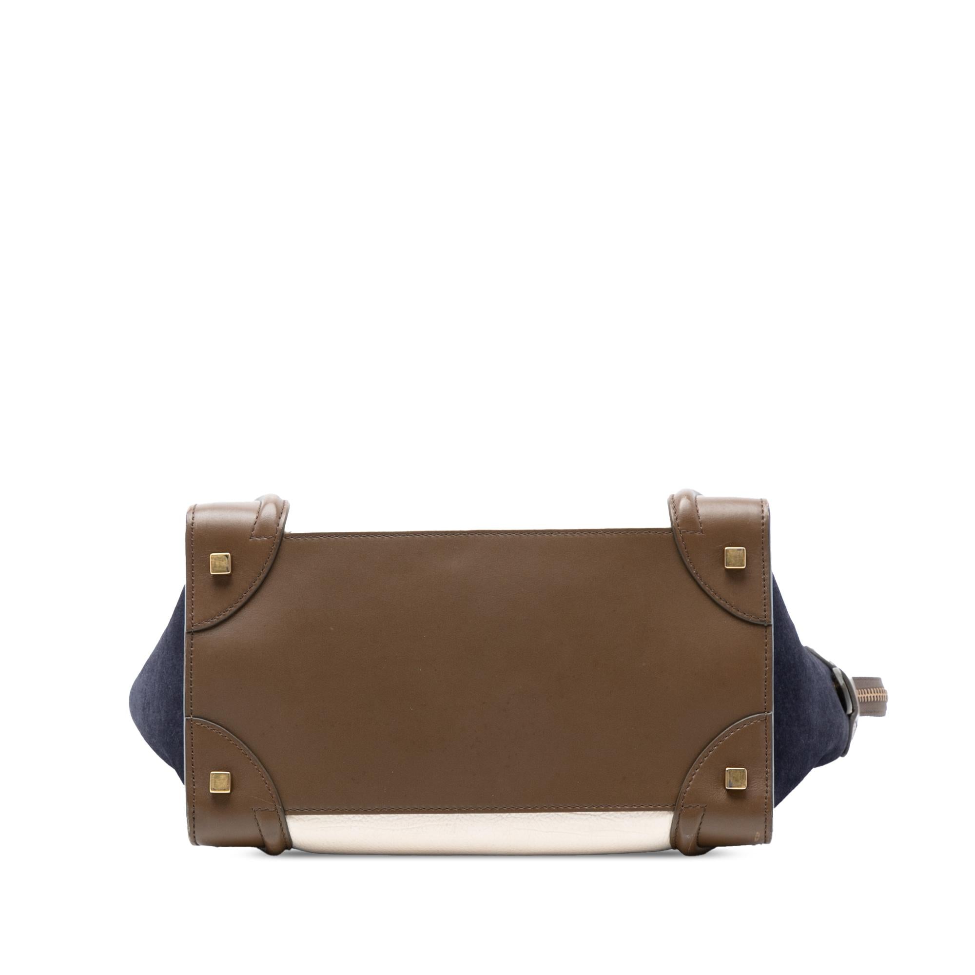 Celine Mini Tricolor Calfskin and Suede Luggage Tote