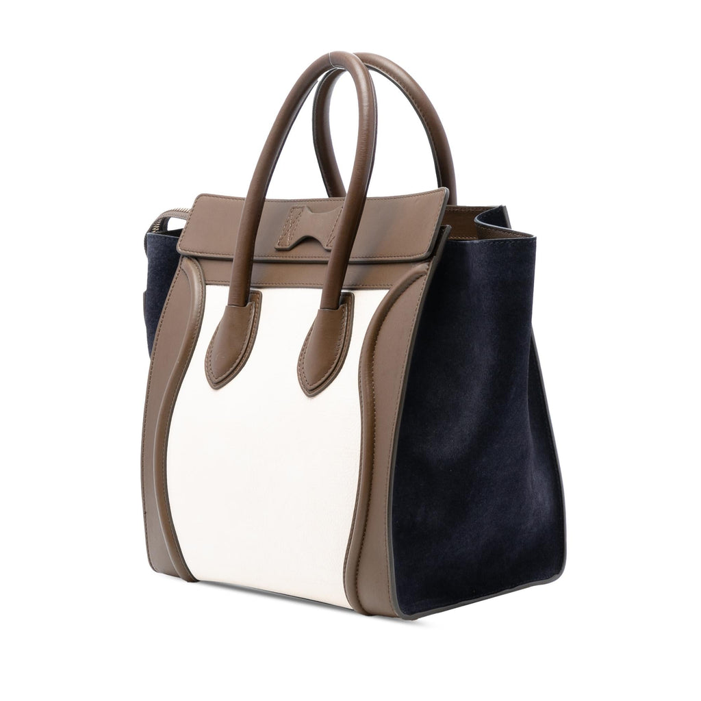 Celine Mini Tricolor Calfskin and Suede Luggage Tote