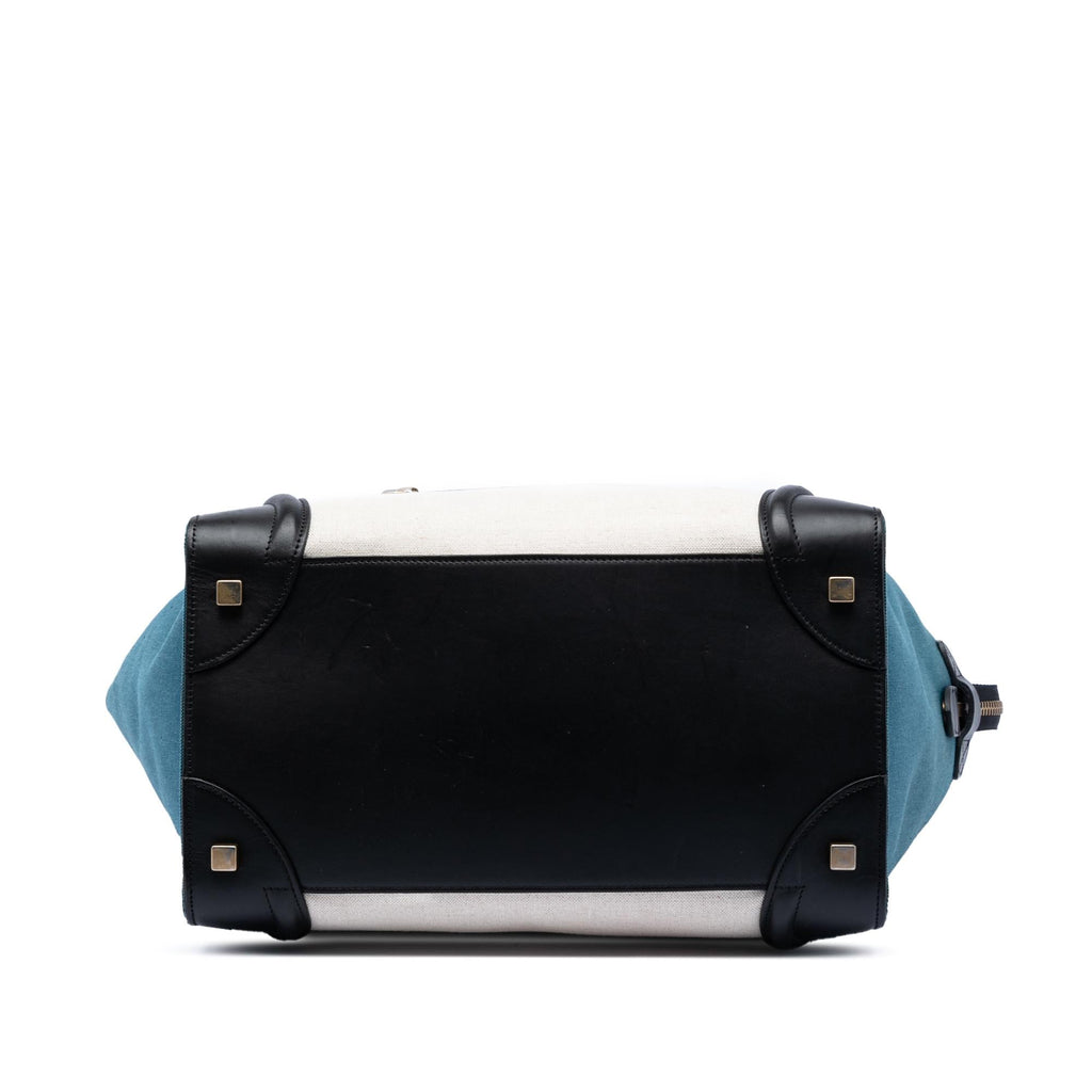 Celine Mini Tricolor Canvas and Leather Luggage Tote