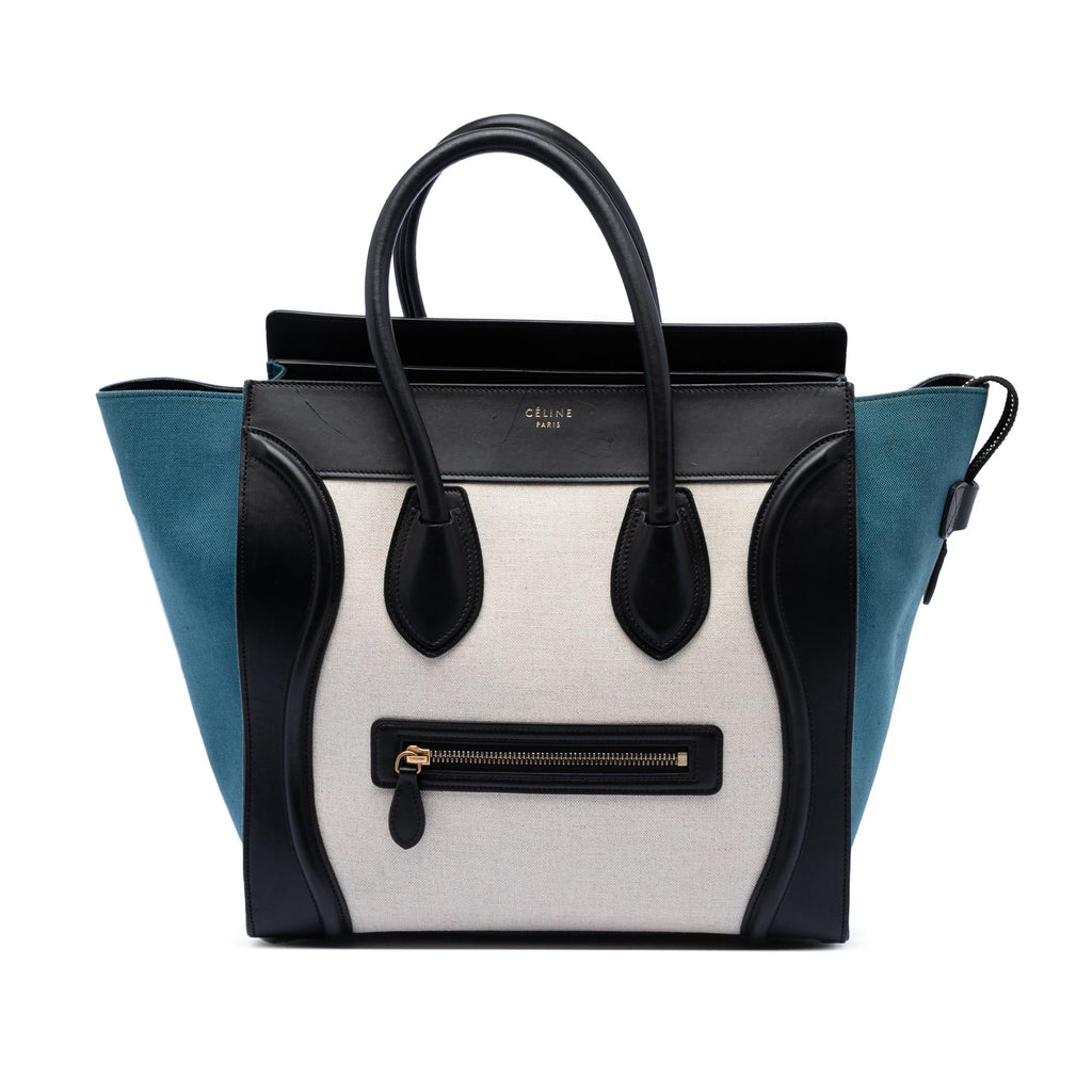 Celine Mini Tricolor Canvas and Leather Luggage Tote