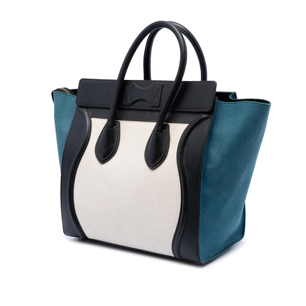 Celine Mini Tricolor Canvas and Leather Luggage Tote