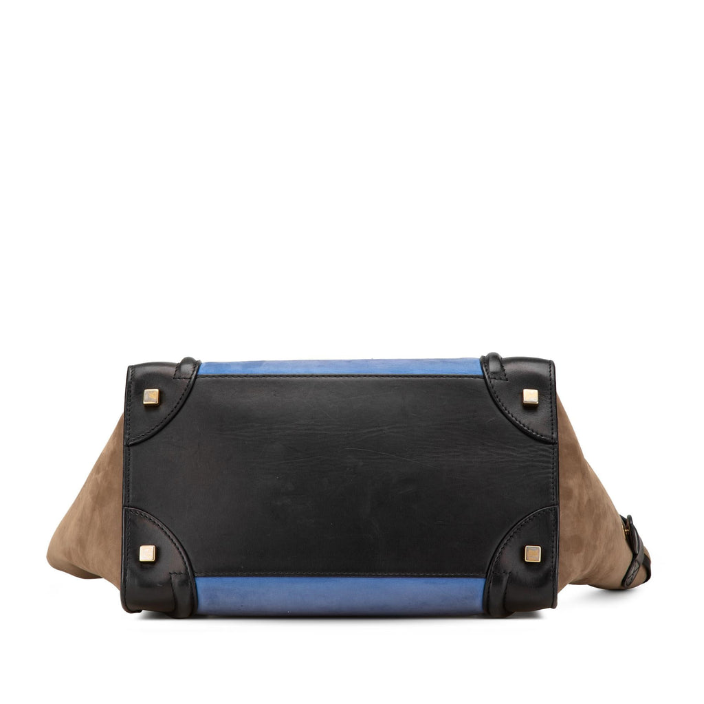 Celine Mini Tricolor Nubuck and Smooth Calfskin Luggage Tote
