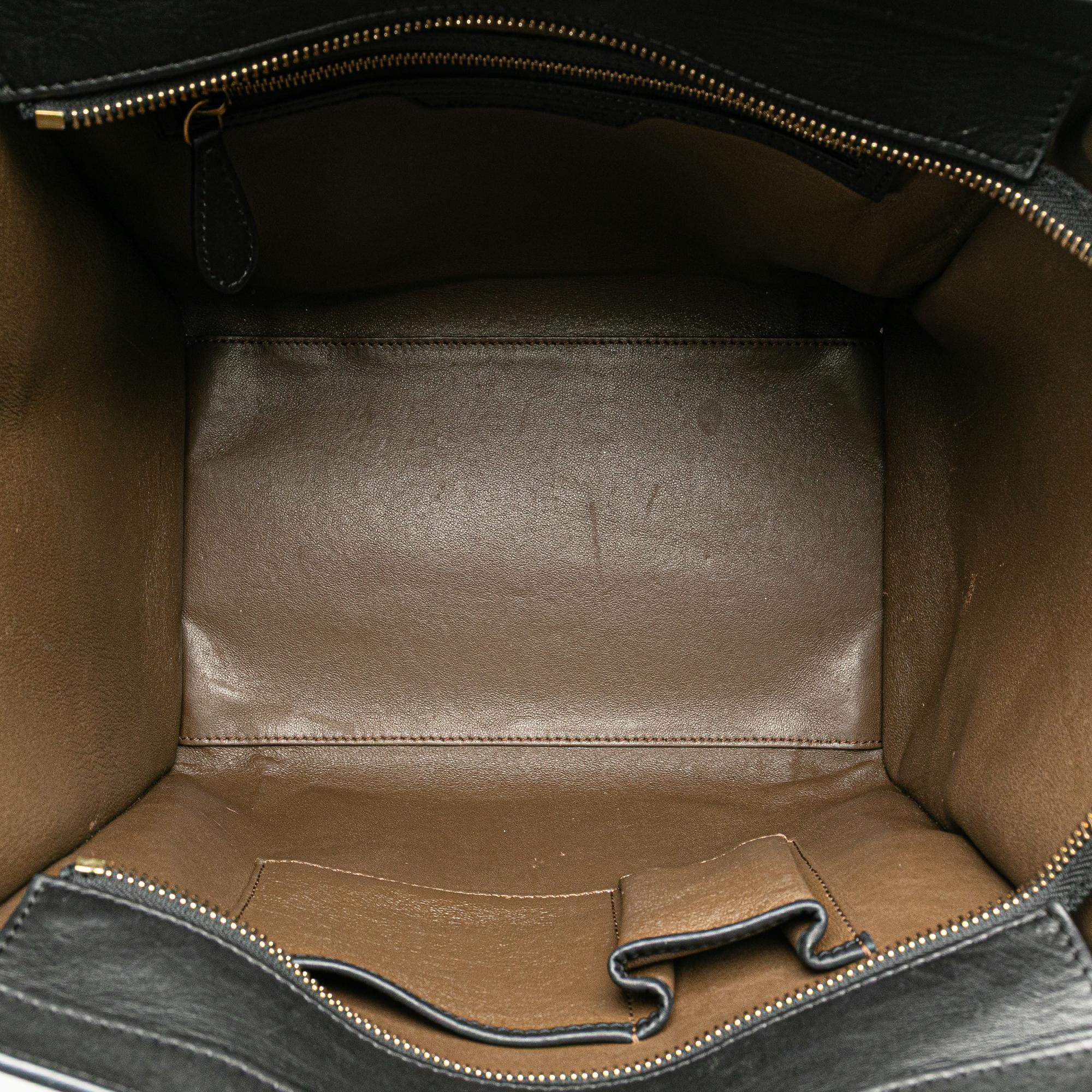 Celine Mini Tricolor Nubuck and Smooth Calfskin Luggage Tote