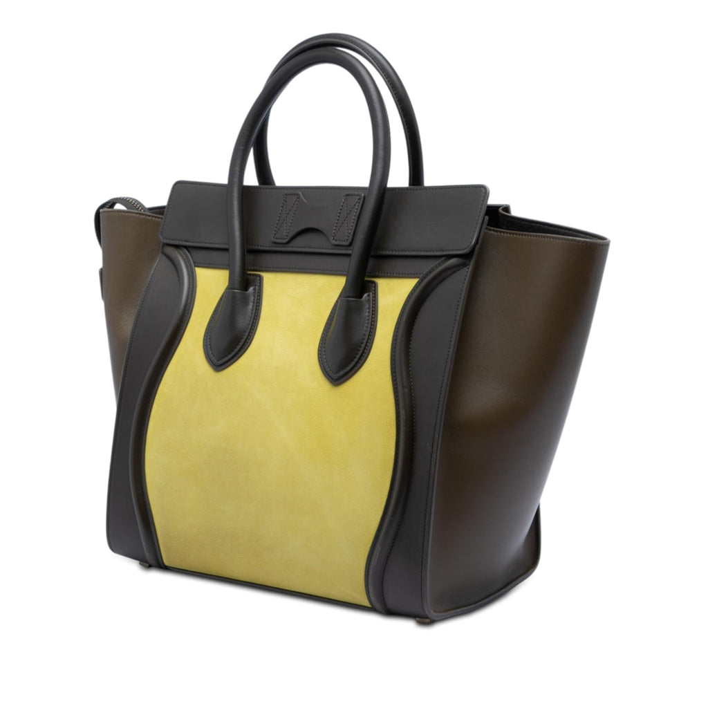 Celine Mini Tricolor Nubuck and Smooth Calfskin Luggage Tote