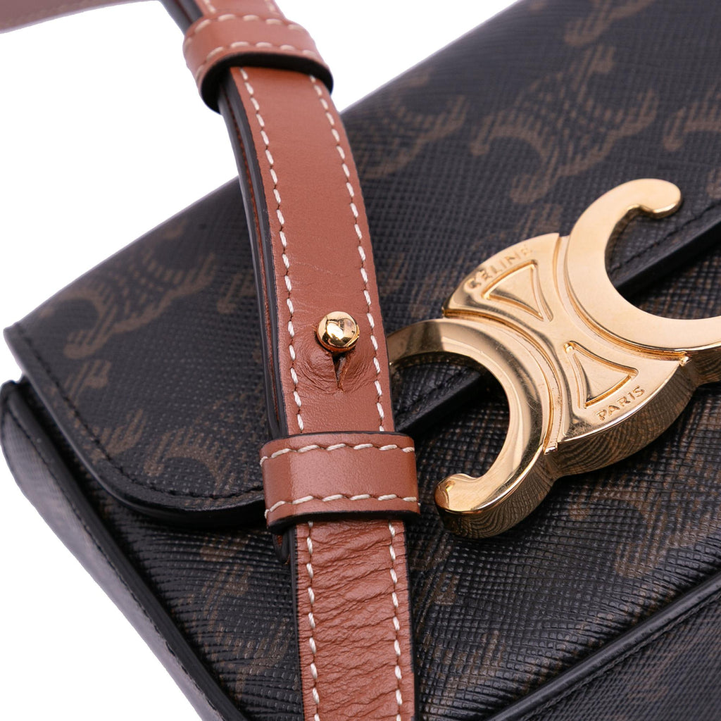 Celine Mini Triomphe Coated Canvas Triomphe Crossbody