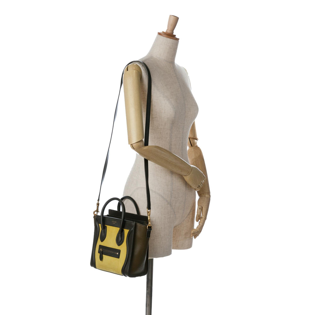 Celine Nano Tricolor Nubuck and Calfskin Luggage Tote (SHG-ikhilU)