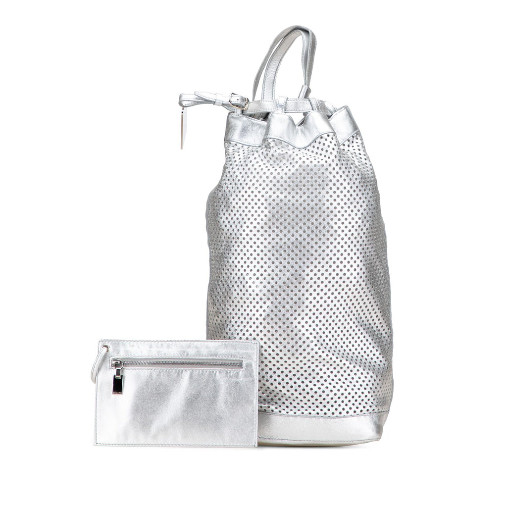 Celine Perforated Metallic Calfskin Sling Backpack