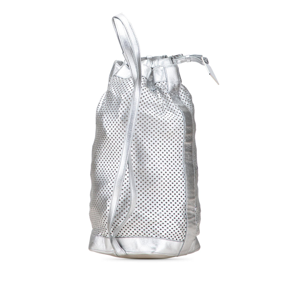 Celine Perforated Metallic Calfskin Sling Backpack