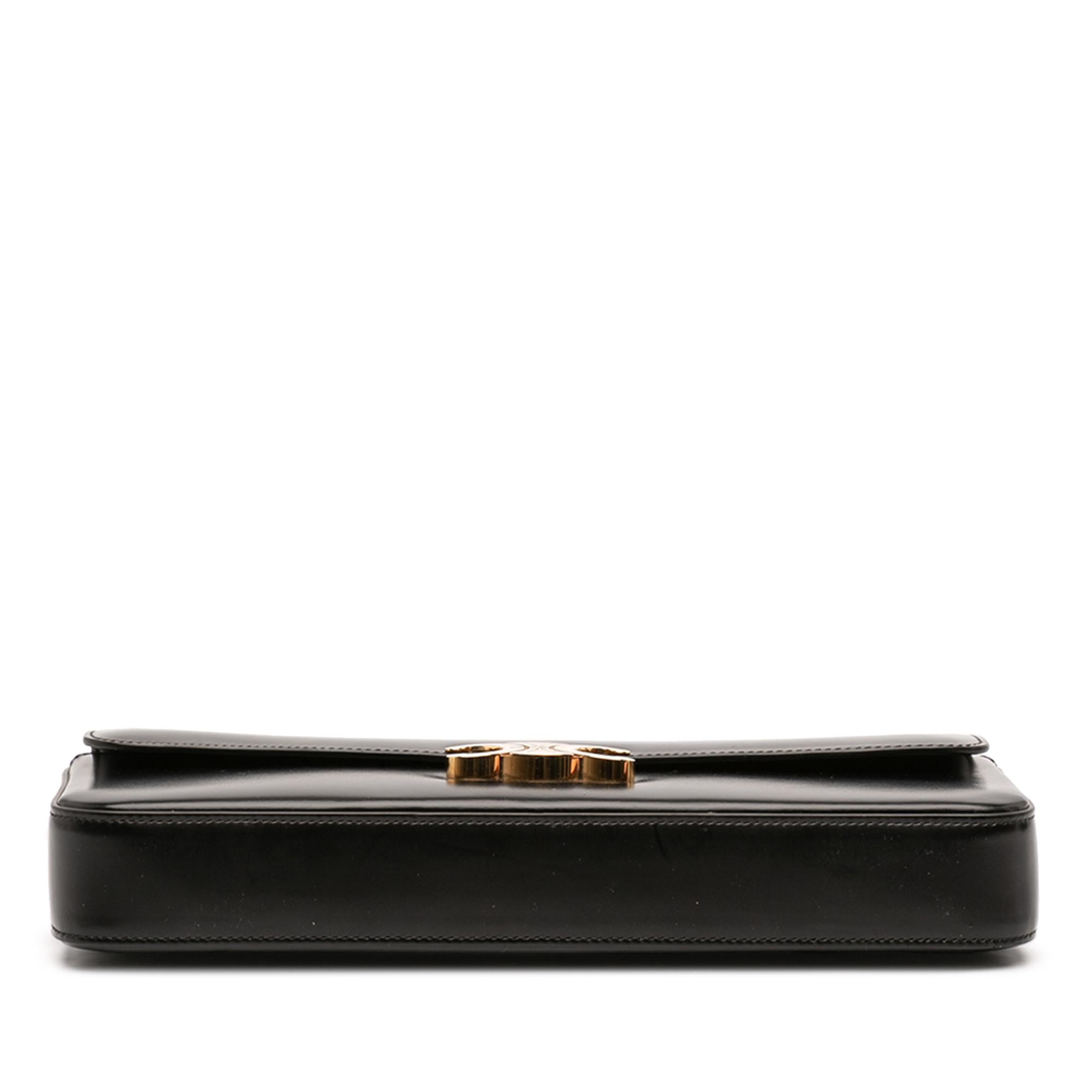 Celine Shiny Calfskin Triomphe Chain Shoulder Bag