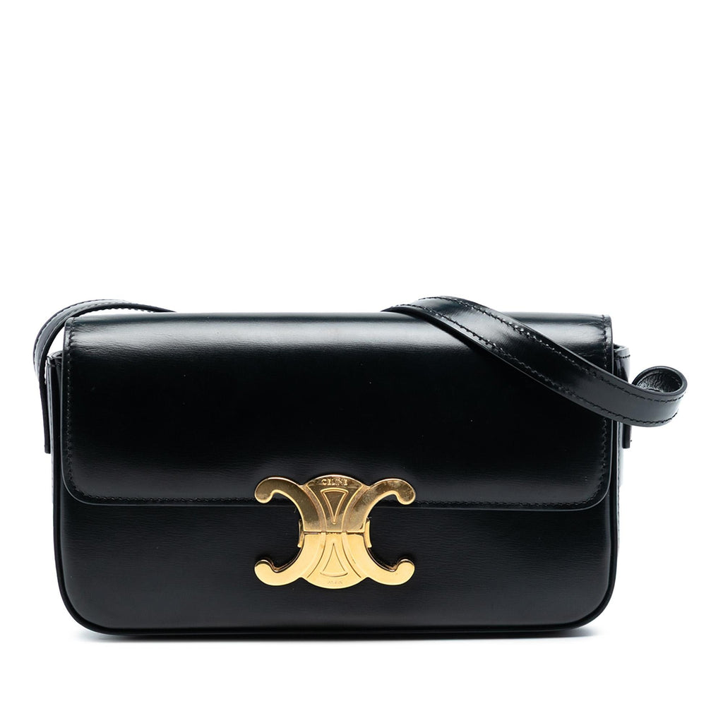 Celine Shiny Calfskin Triomphe Claude Shoulder Bag