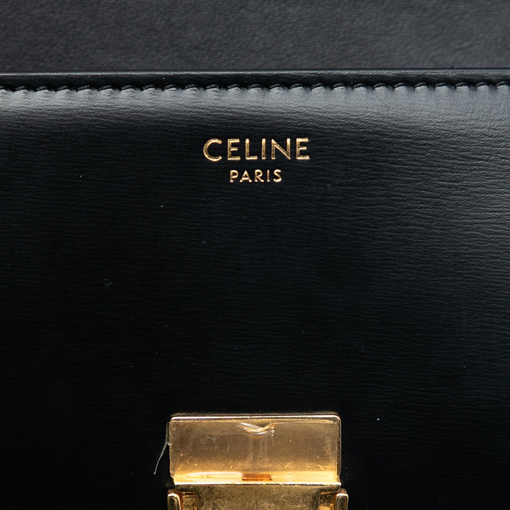 Celine Shiny Calfskin Triomphe Claude Shoulder Bag