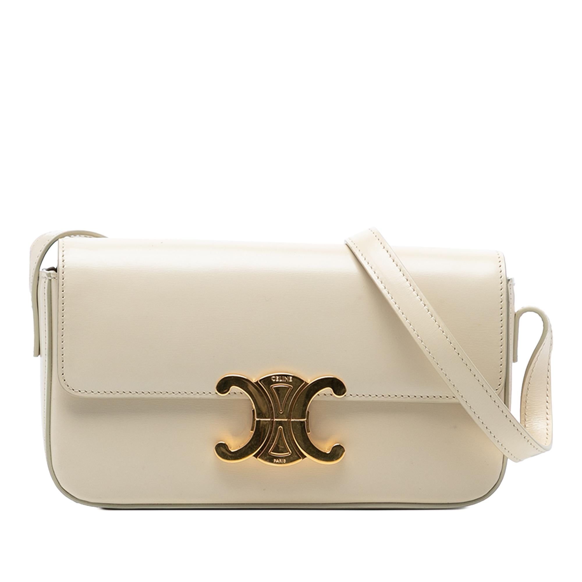 Celine Shiny Calfskin Triomphe Claude Shoulder Bag