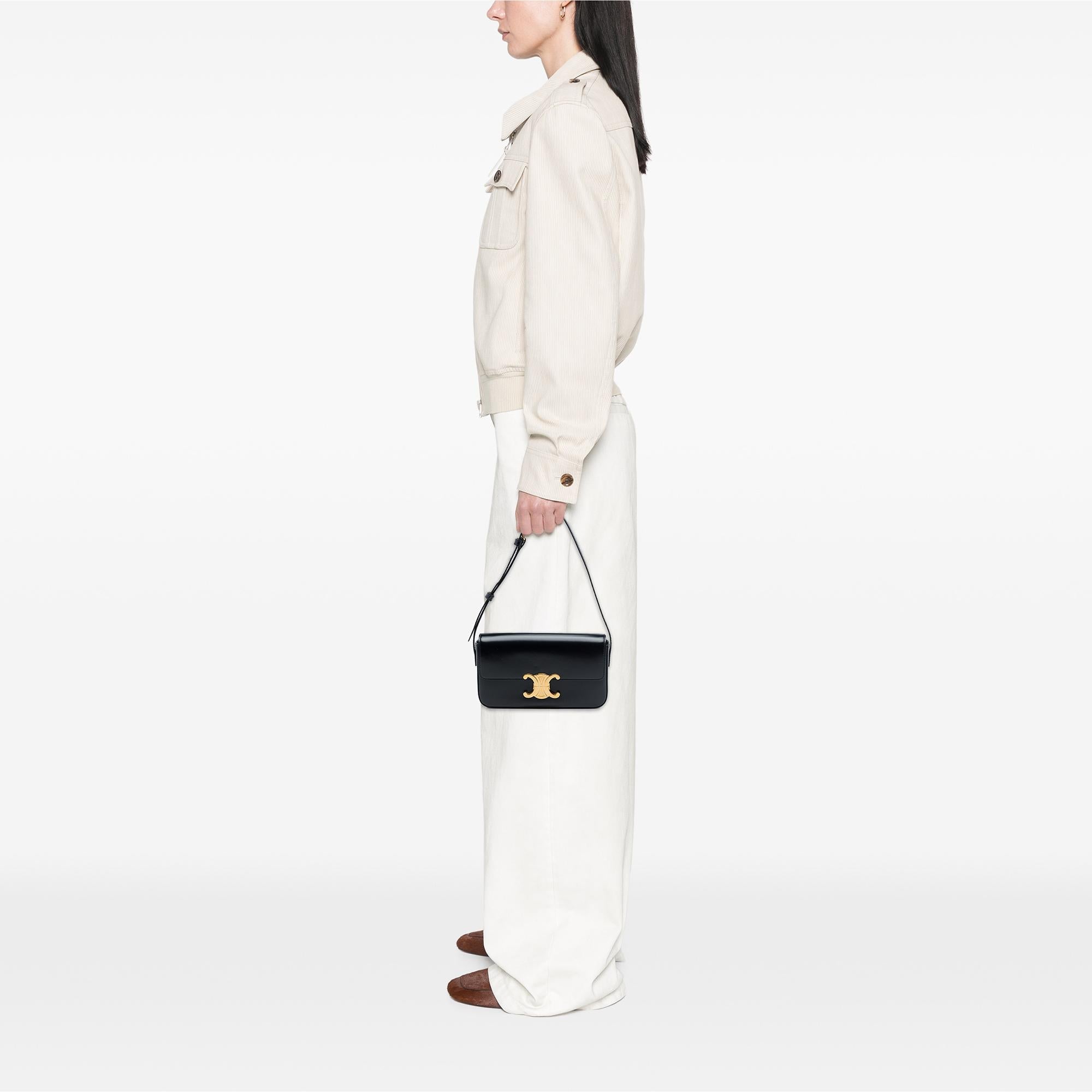 Celine Shiny Calfskin Triomphe Claude Shoulder Bag