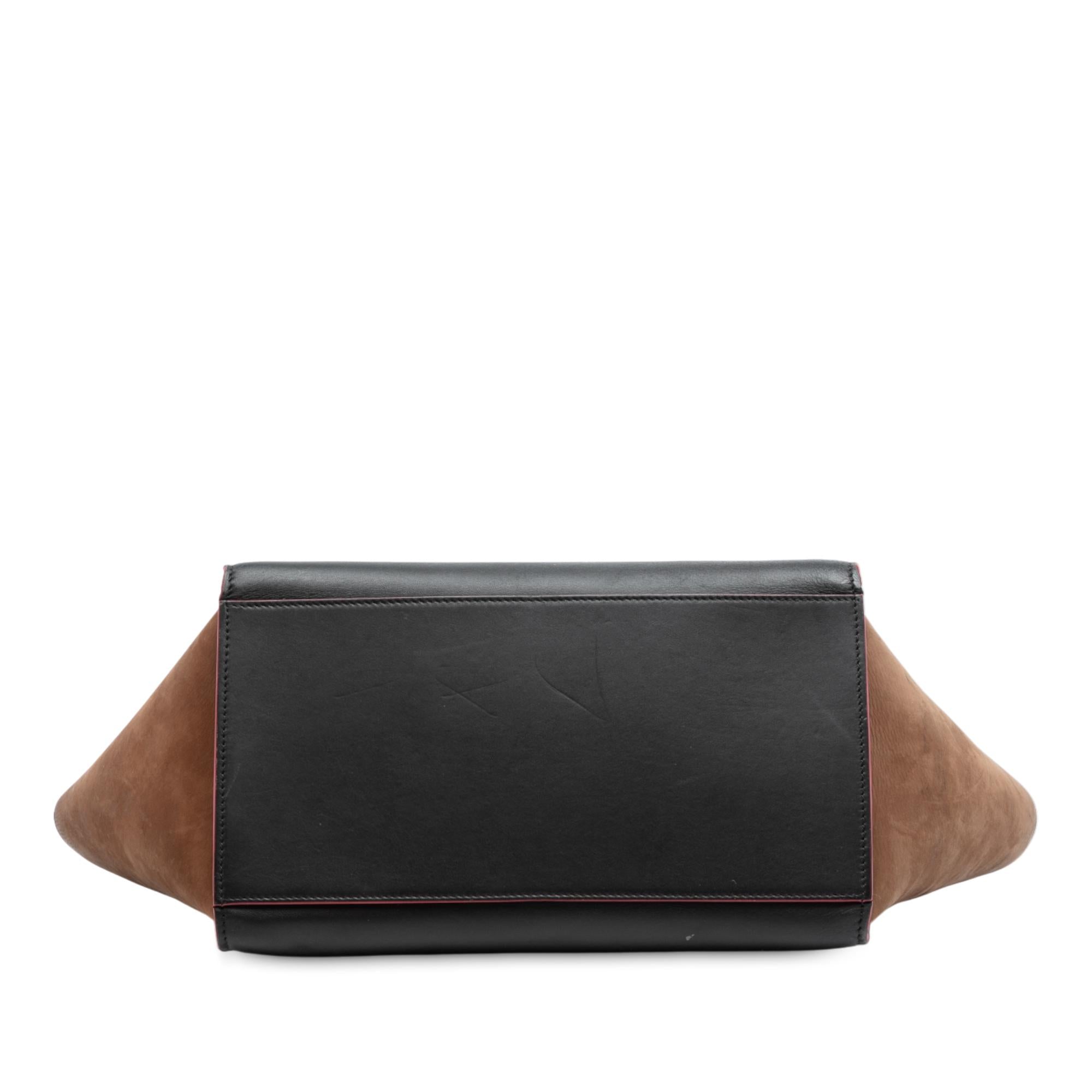 Celine Small Tricolor Calfskin and Suede Trapeze Satchel