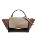 Celine Small Tricolor Calfskin and Suede Trapeze Satchel