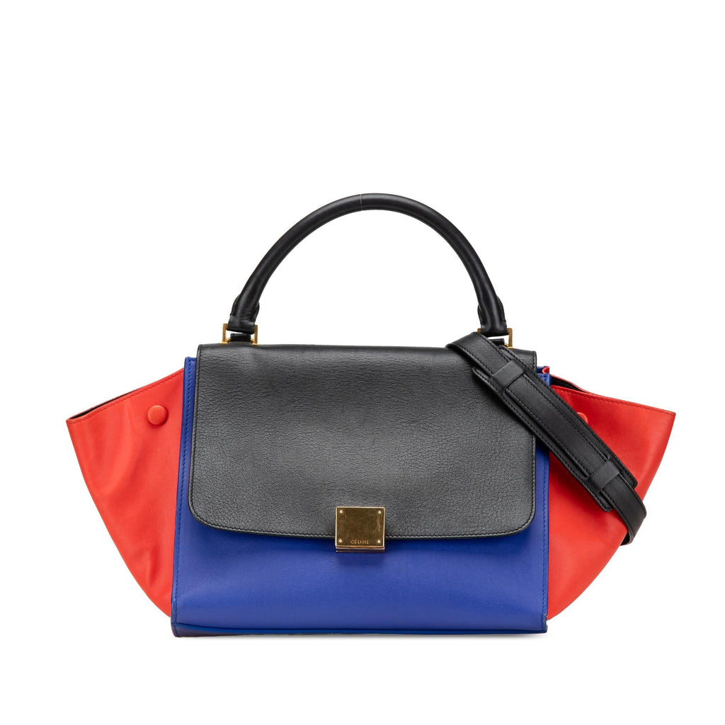 Celine Small Tricolor Leather Trapeze Satchel