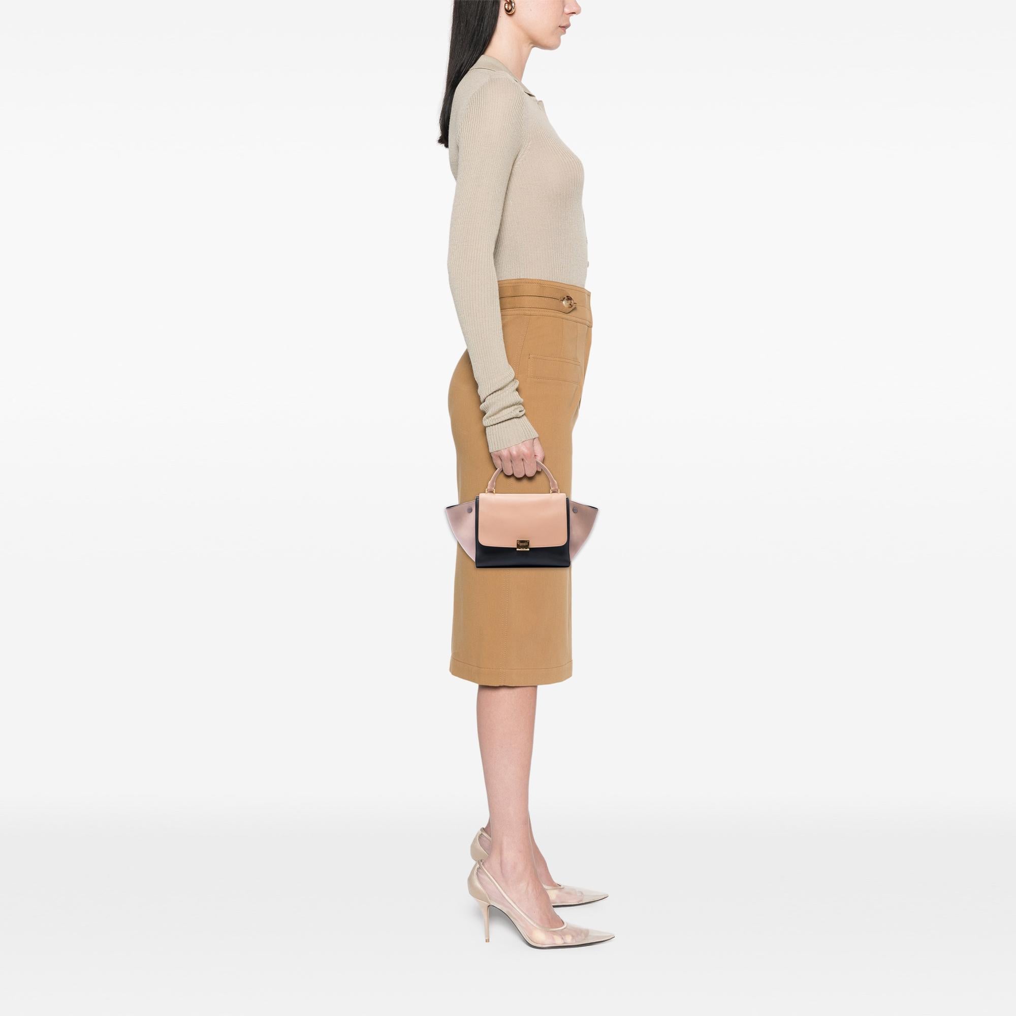 Celine Small Tricolor Leather Trapeze Satchel