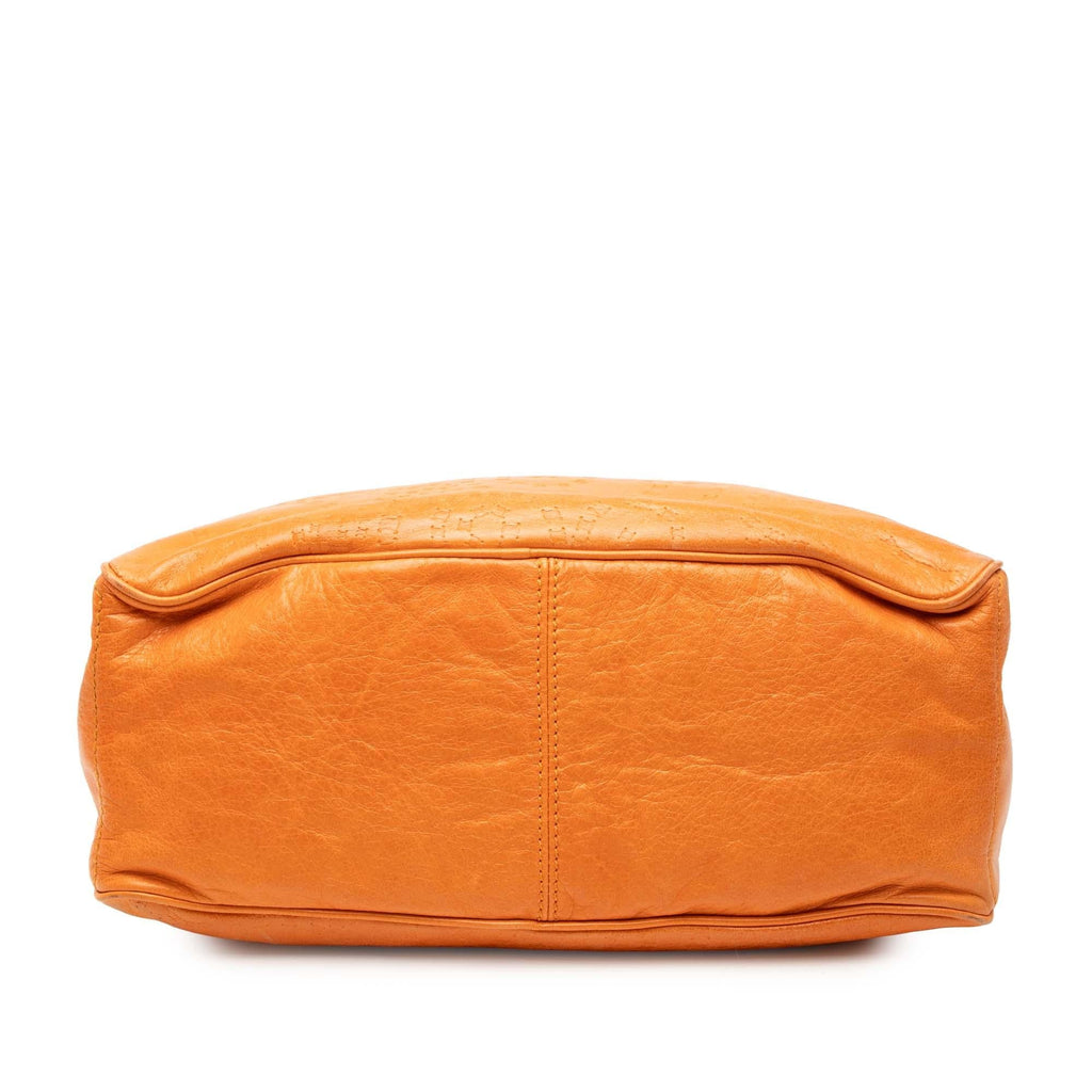 Celine Spiraling Macadam Embossed Leather Boogie Handbag