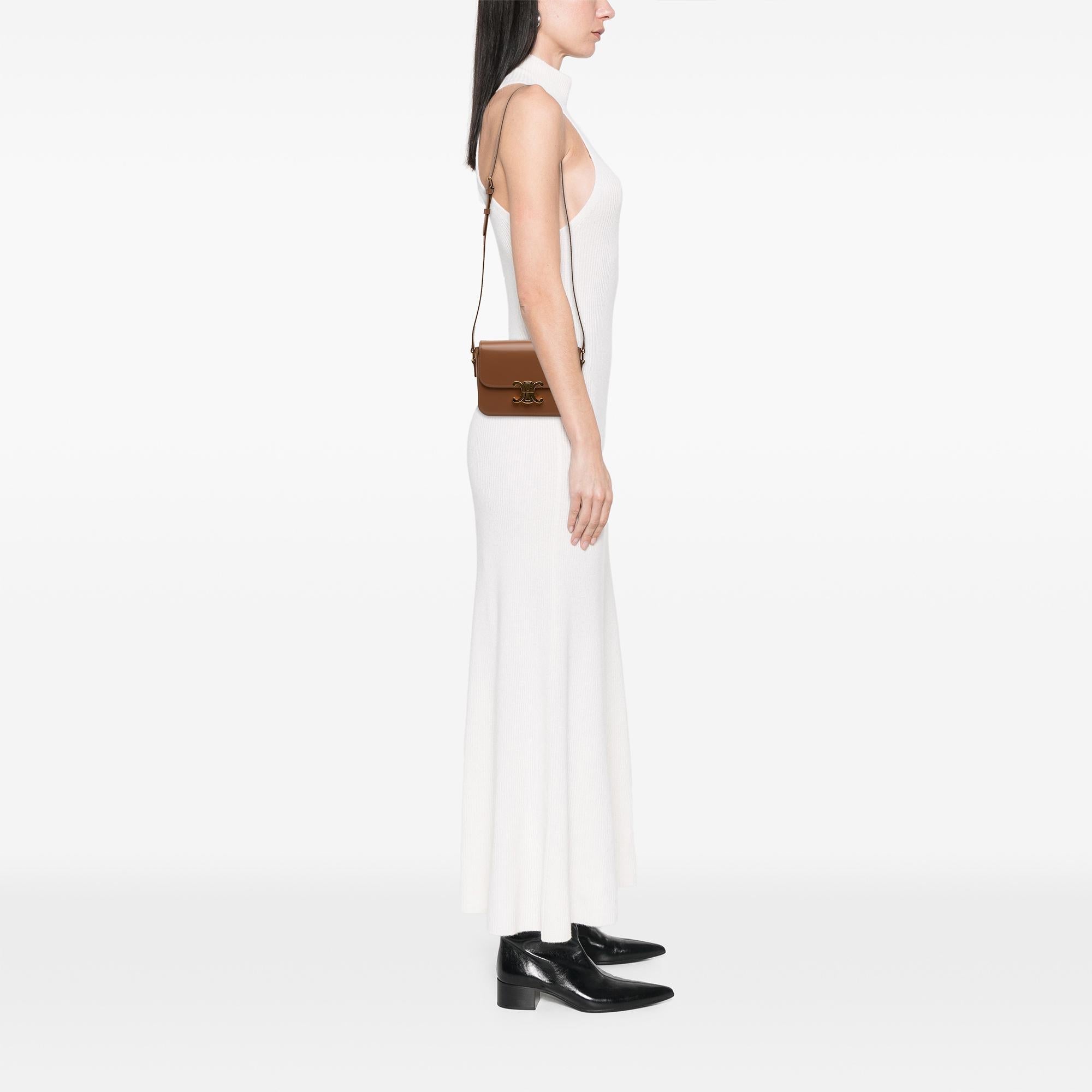 Celine Teen Shiny Calfskin Triomphe Crossbody