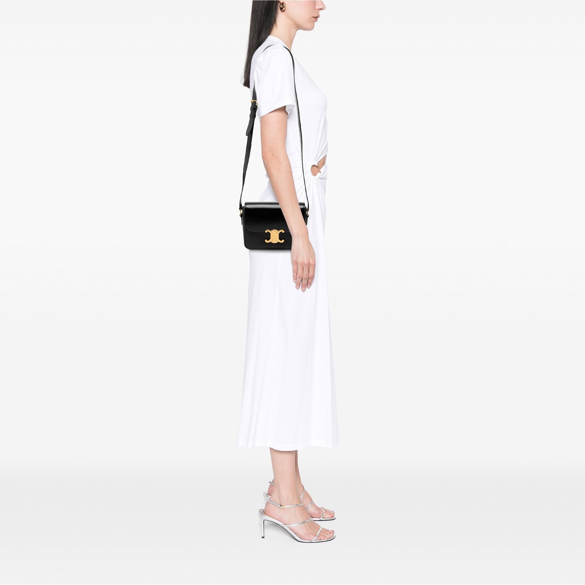 Celine Teen Shiny Calfskin Triomphe Crossbody