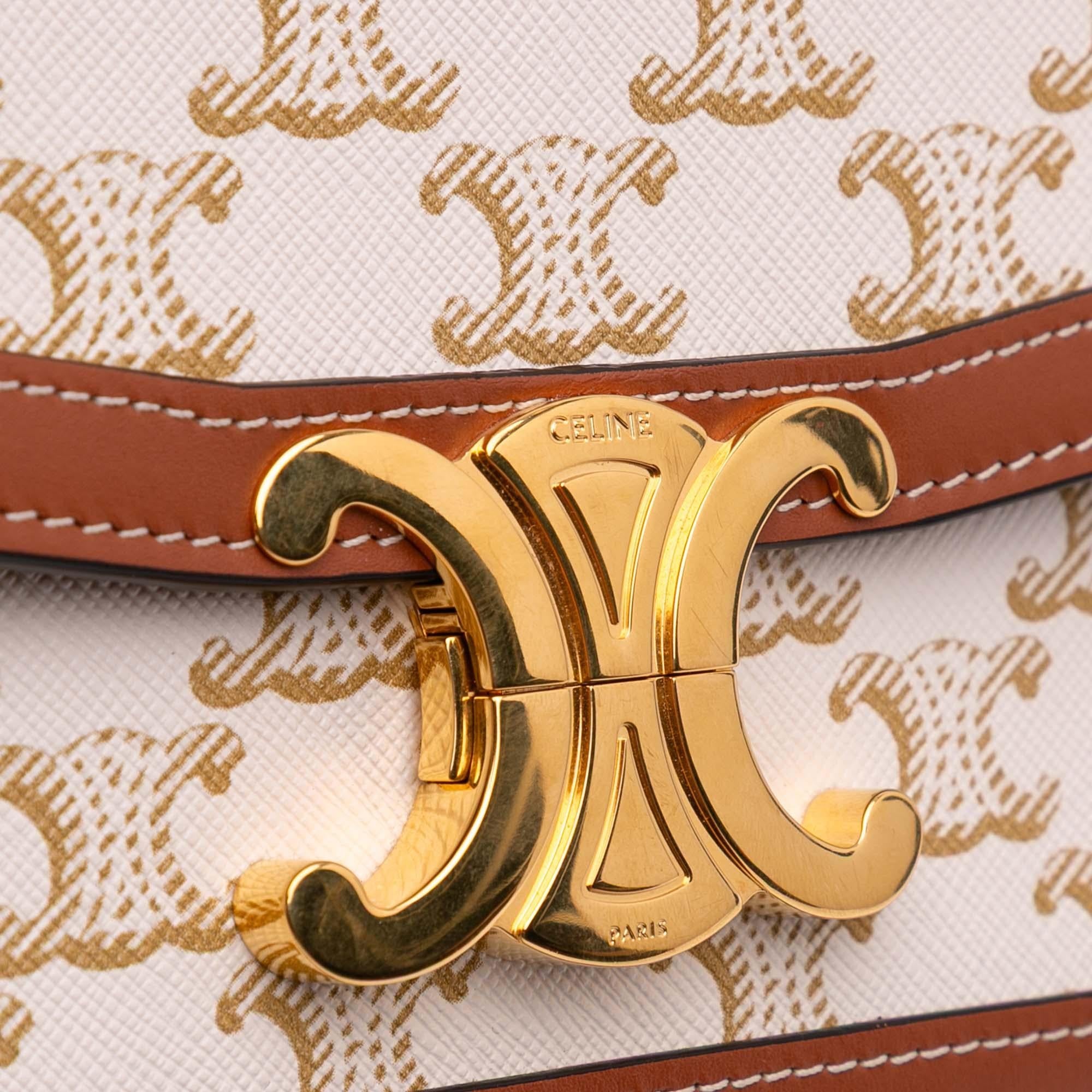 Celine Teen Triomphe Coated Canvas and Calfskin Triomphe Crossbody