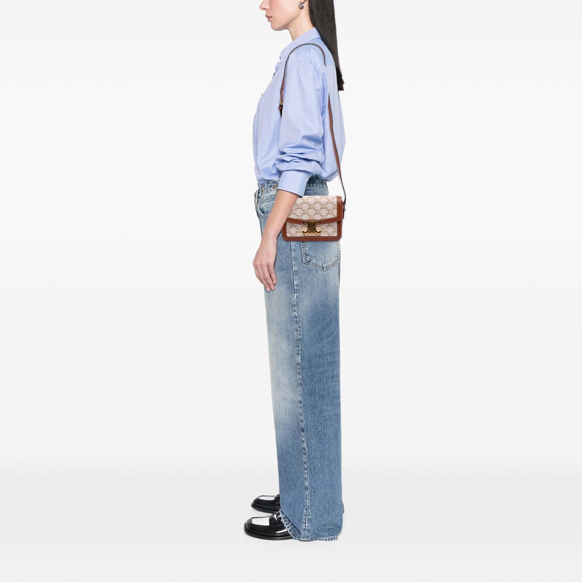 Celine Teen Triomphe Coated Canvas and Calfskin Triomphe Crossbody