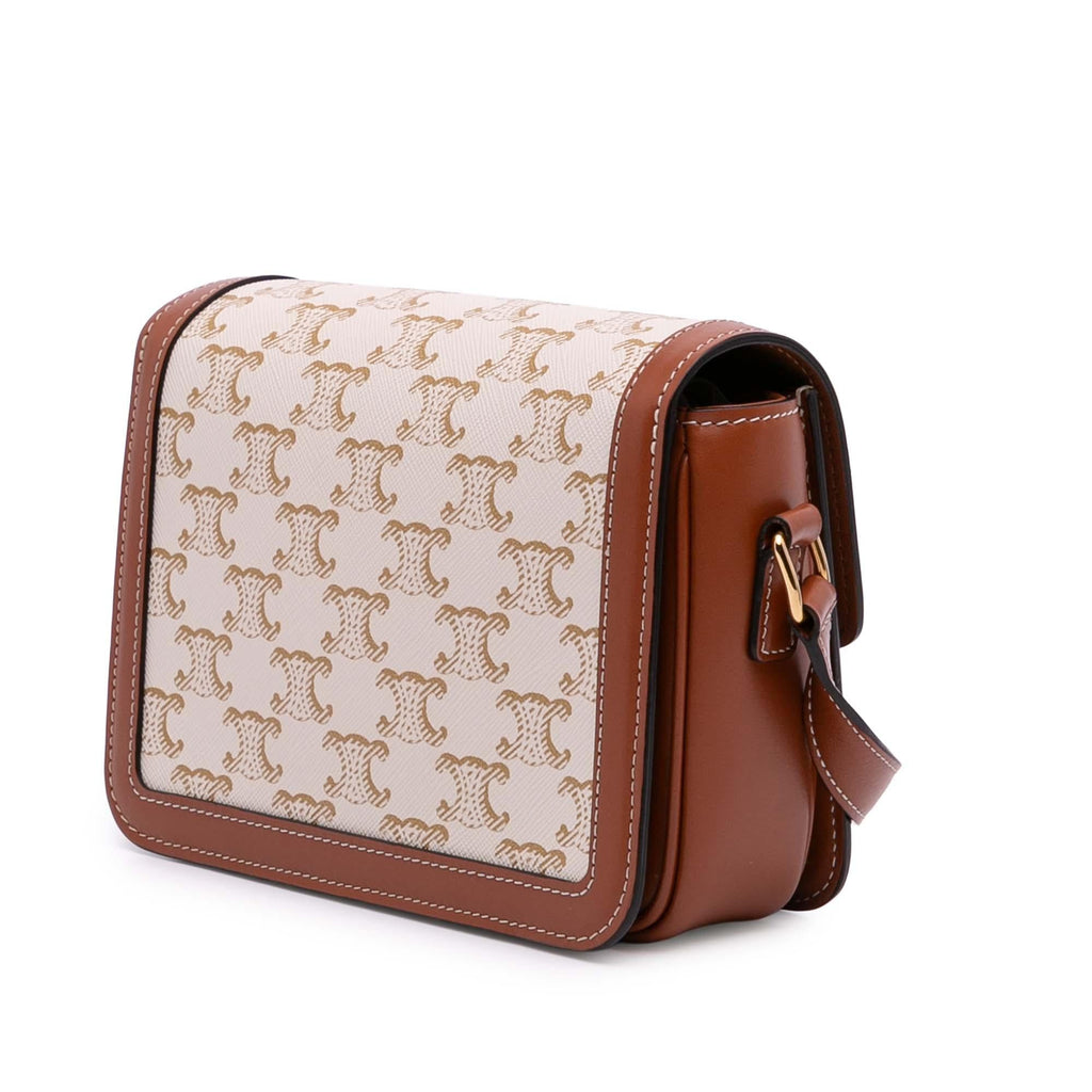 Celine Teen Triomphe Coated Canvas and Calfskin Triomphe Crossbody