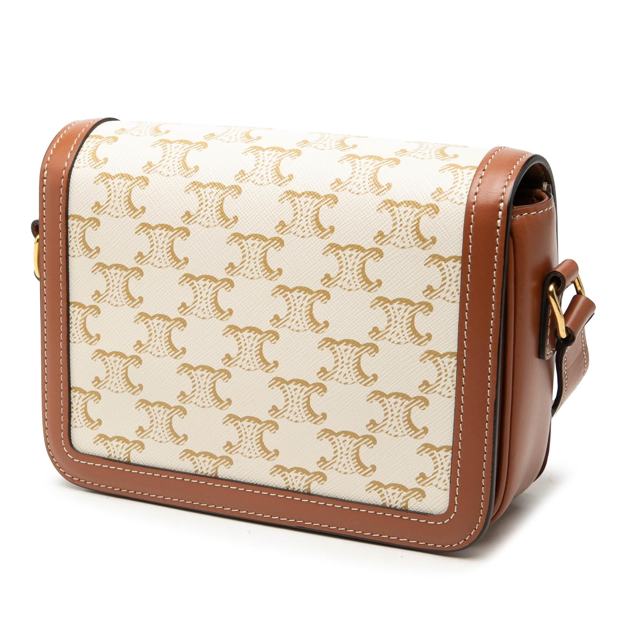 Celine Teen Triomphe Coated Canvas and Calfskin Triomphe Crossbody