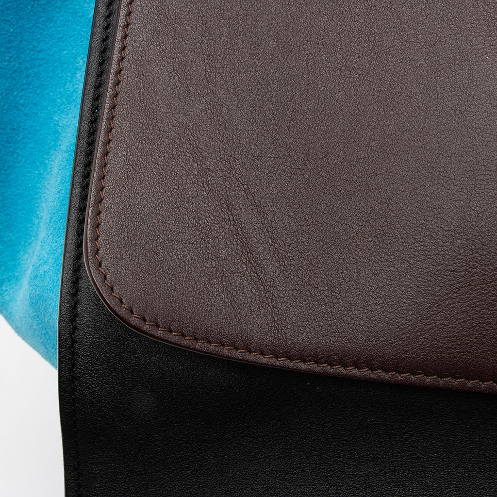 Celine Tricolor Calfskin Suede Small Trapeze Bag