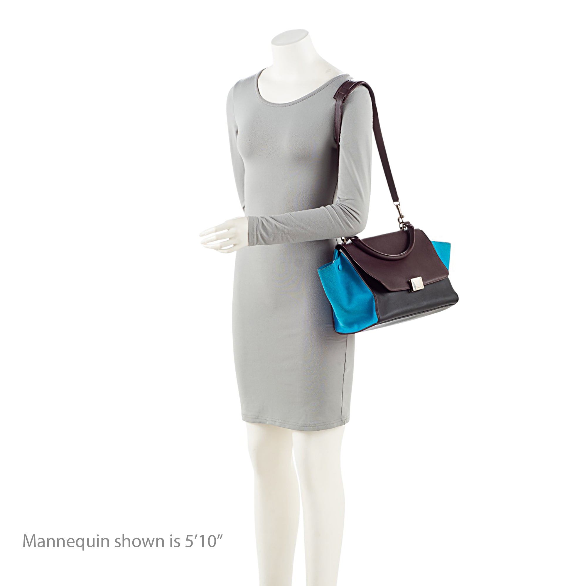 Celine Tricolor Calfskin Suede Small Trapeze Bag
