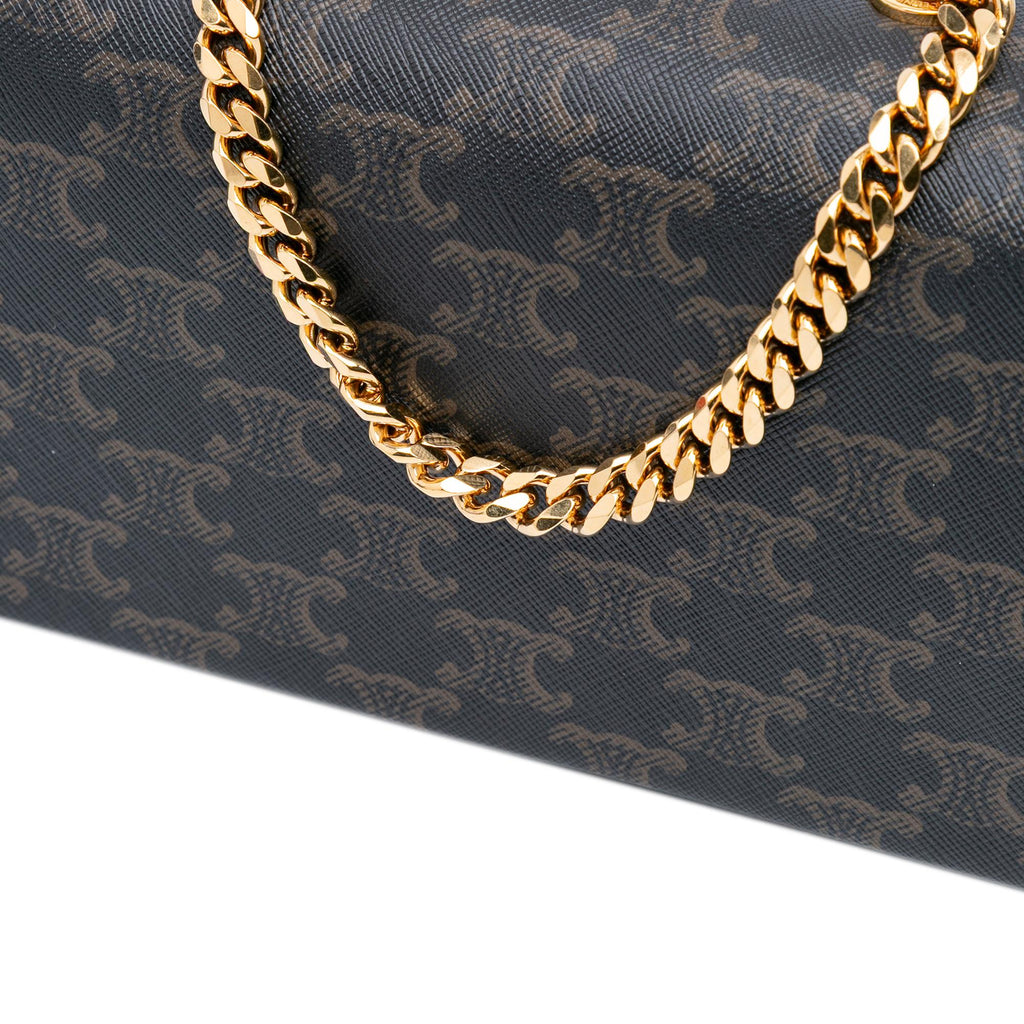 Celine Triomphe Coated Canvas Triomphe Chain Shoulder Bag