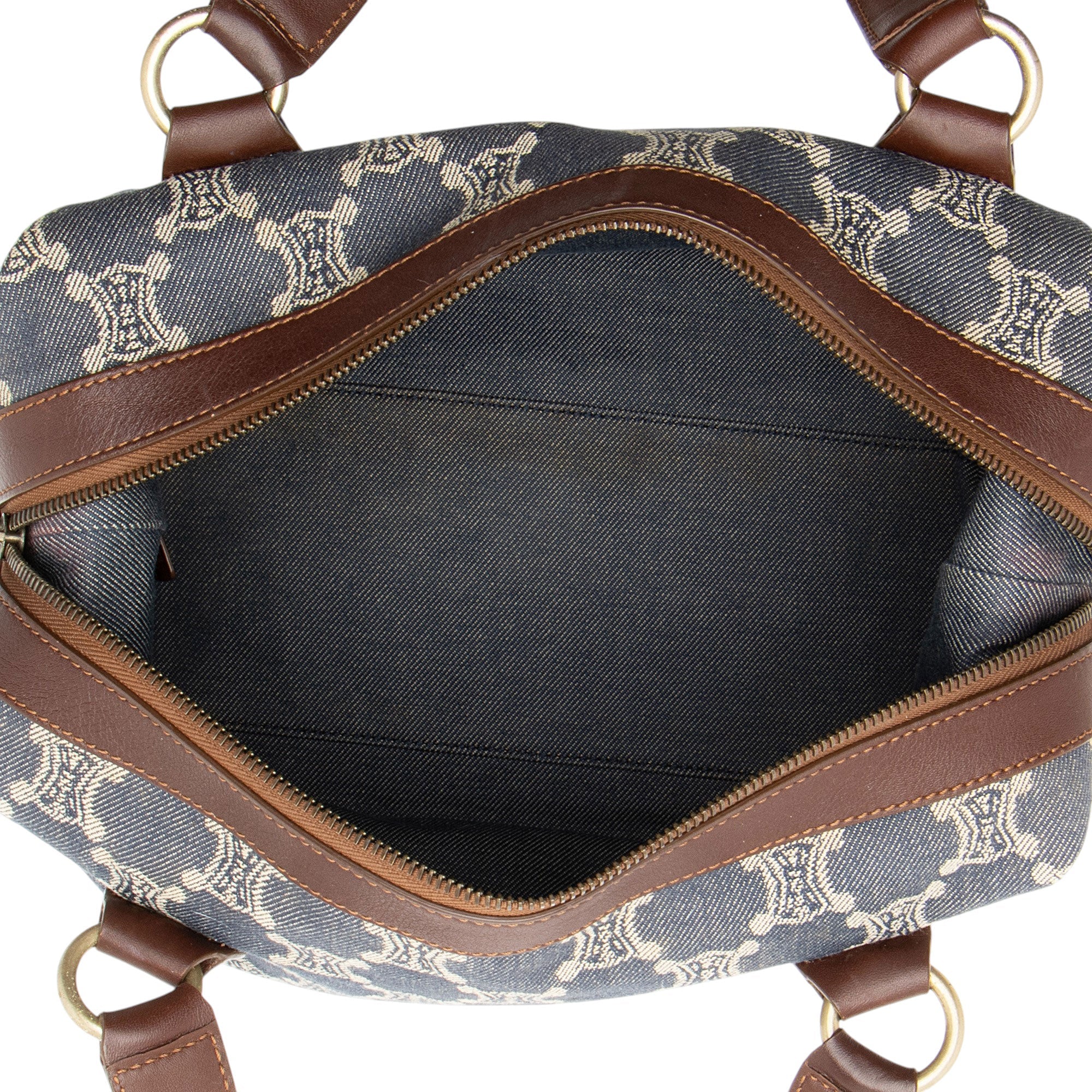 Celine Vintage Macadam Denim Small Satchel (SHF-7wuKrh)