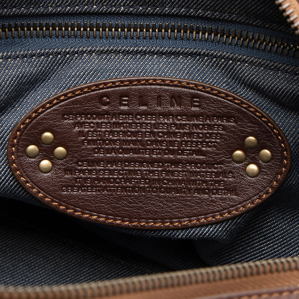 Celine Vintage Macadam Denim Small Satchel (SHF-7wuKrh)